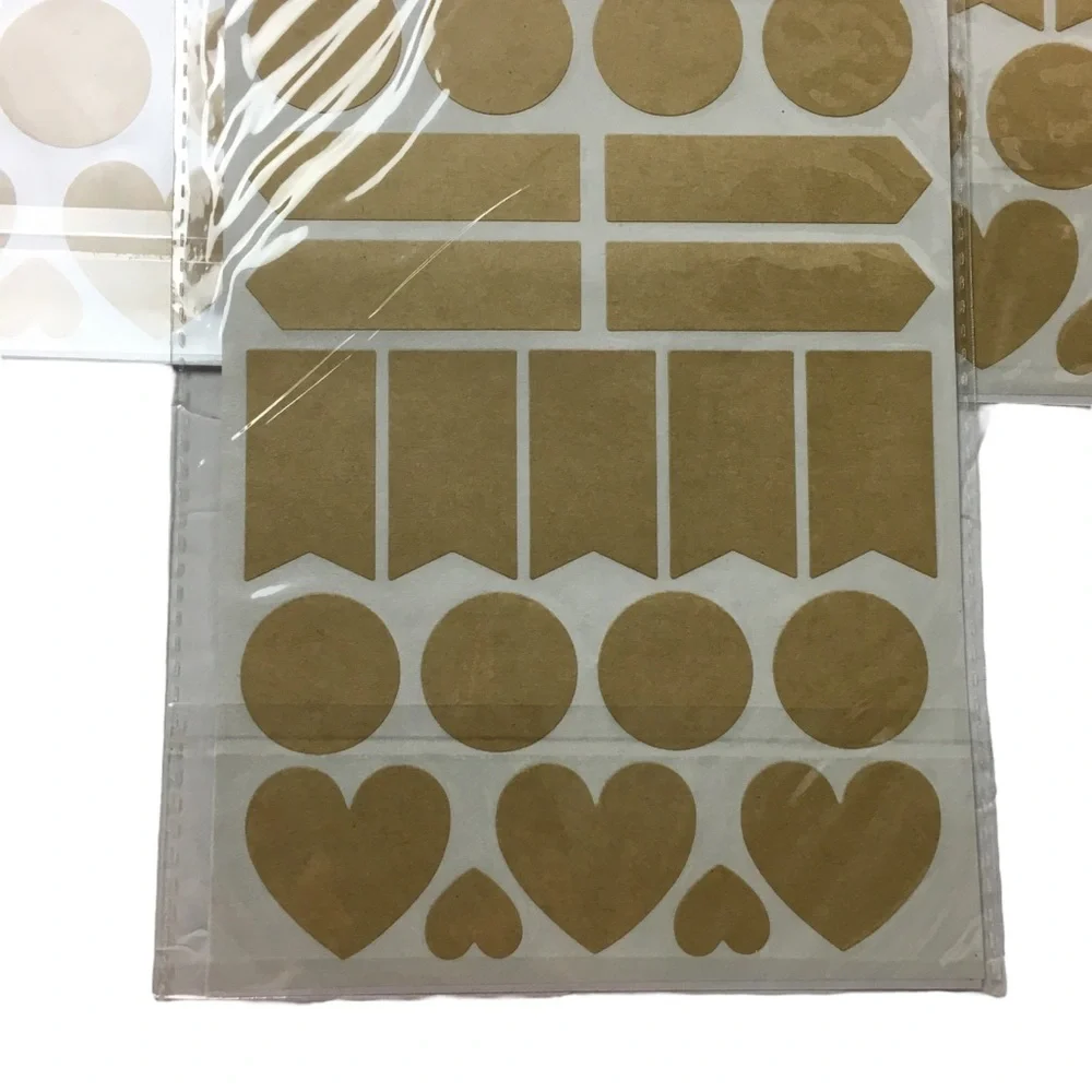 Chalk & Kraft Stickers 6 Sheets 111 Total Banner Heart Circle Bookmark Labels